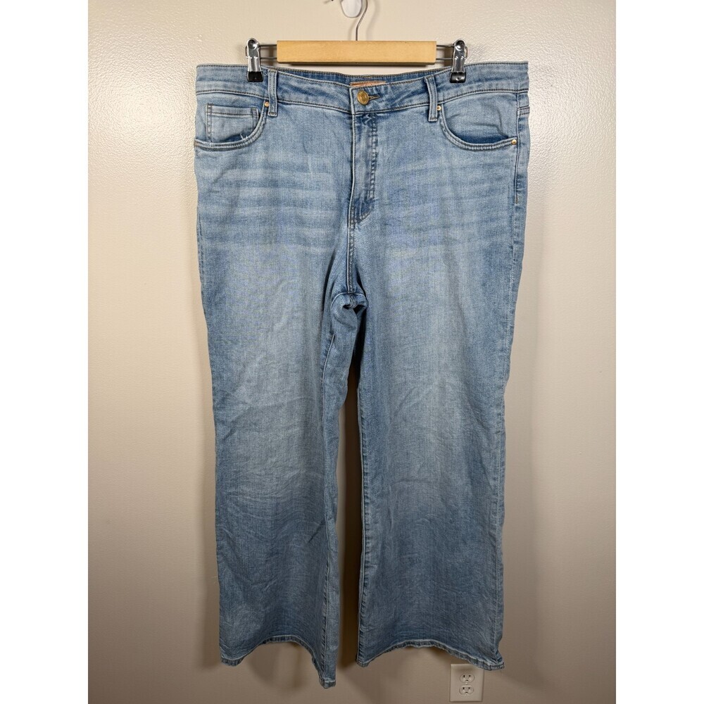 Kut from the Kloth Meg Fab Ab Wide Leg Jeans Size 16 Light Wash Blue Denim